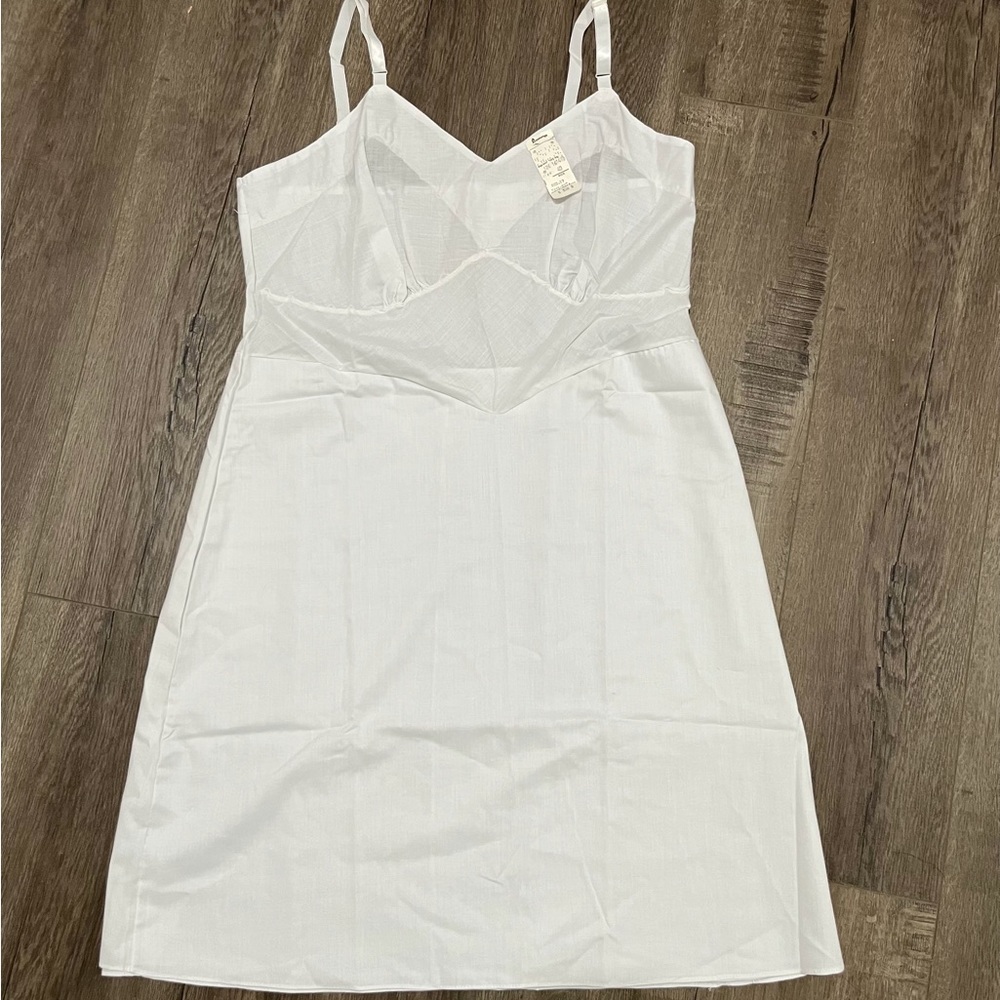 dead stock vintage 1960s structured white mini slip dress
